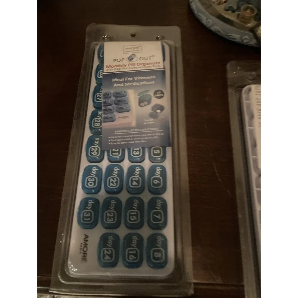 (3 Pack) GMS 31 Day Monthly Pill Organizer Tray with Daily Pop-out Pods